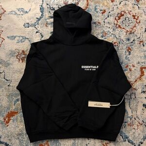 Essentials fear of god hoodie black size large